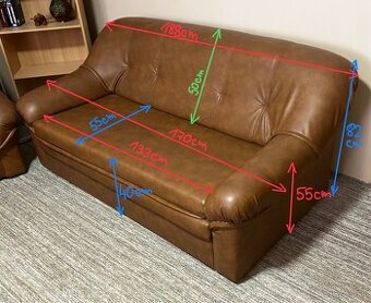 Rozkladací gauč s úložiskom + 2 kreslá