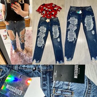 missguided stylove roztrhane dzinsy-rifle s visackou