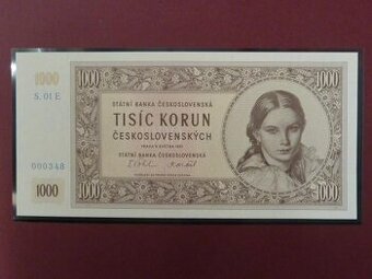 1000 Kčs 1951 série E 01 nevydaná novotisk STC ČNB stav UNC