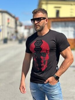 Luxusne tričko Philipp Plein čierno červené