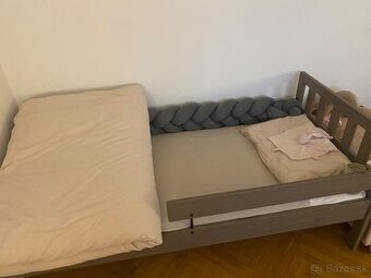 Detska postel ikea 160x70 sivohneda s matracom