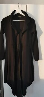 Damské Čierne elegantné predĺžené sako bez zapínania