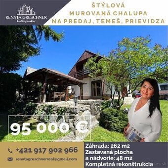 NA PREDAJ: ŠTÝLOVÁ MUROVANÁ CHALUPA, TEMEŠ, PRIEVIDZA