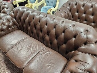 CHESTERFIELD ŠTÝL,KOŽENÁ SEDAČKA 3+2+1