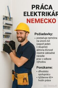 Ponuka práce Elektrikár Nemecko