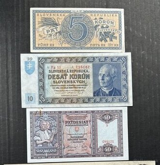 Bankovky Slovenský štát Neperforované aunc