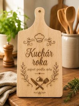 Drevený lopárik s gravírom – Kuchár roka, vtipný darček