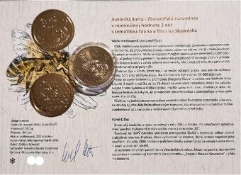 Autorská karta k 5€ minciam Slovensko / 5 euro mince.