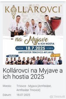 Vstupenky na Kollarovcov na Myjave 18.7.2025