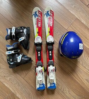 Detské lyže 80 cm, lyžiarky a prilba