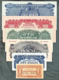 Staré bankovky KOMPLET SESTAVA 1944 pěkný stav