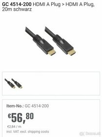 Hdmi with ethernet high speed 20m
