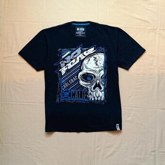 No Fear čierne tričko s potlačou lebky skulls affliction XL