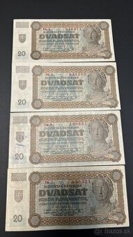 Bankovky Slovenský štát 20 Ks Neperforované