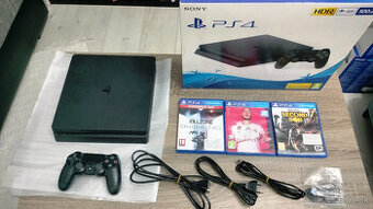 PS4 Slim 500GB s príslušenstvom a 3 originálnymi hrami