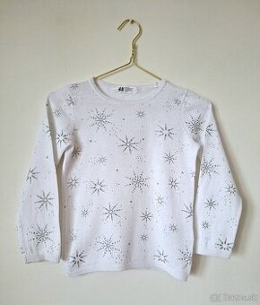 Bavlnený sveter s vločkami zn. H&M, 110/116