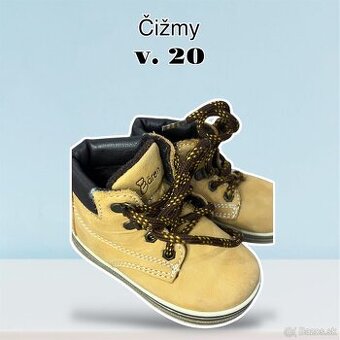 Detské botasky, sandále, capačky, čižmy - veľ. 20, 21, 26