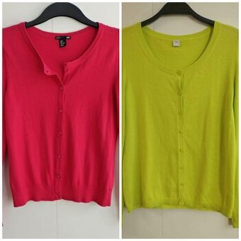 SET 2x sveter / kardigán na gombíky (červený, zelený)