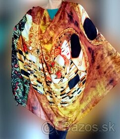 Hodvábna šatka veľká motív G. Klimt - Bozk