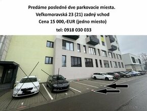 Posledné parkovacie miesto na predaj. Veľkomoravská Trenčín