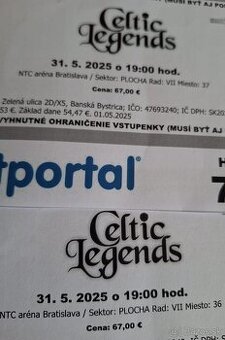 2ks lístkov na Celtic Legends 31.5. NTC Aréna BA 19:00