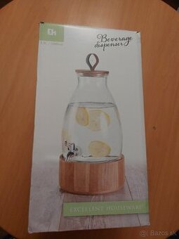 Sklenený zásobník na vodu s podstavcom 5,5l s kohútikom