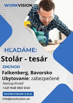 🔨 PRÁCA STOLÁR (tesárov – stolárov) DO NEMECKA