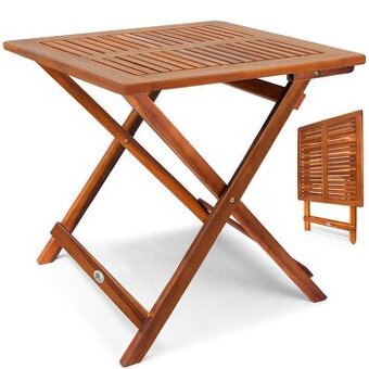Záhradný drevený balkónový skladací stolik 70×70 cm agát