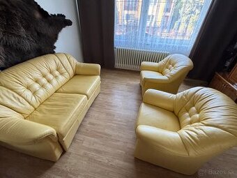 Sedacia súprava v bielej koži