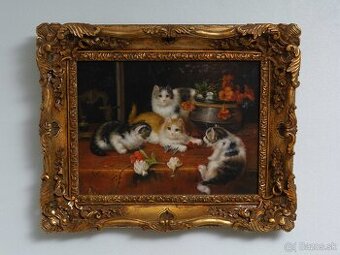 Obraz mačiatka. Olej na doske 54 X 44 cm