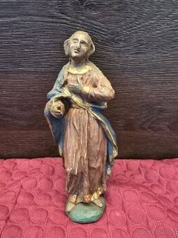 Veľmi stará drevená svätá socha 18-19st, 22cm