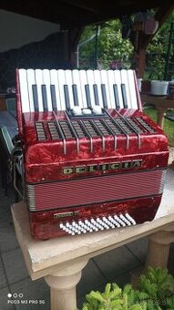 Harmonika -Akordeon.Červená perleť.Delícia Junior 60 basová
