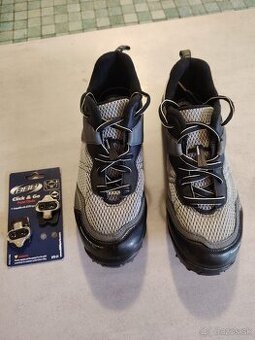 Cyklistické tretry Shimano MT23 + kufre pedálov