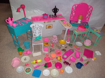 nábytok pre bábiky barbie rúž špirála šálky krém zubná kefka - 1