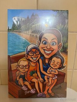 Karikatúra na plátne v ráme