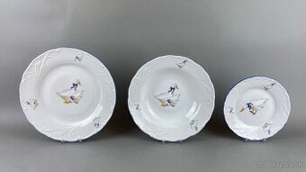 Porcelánová súprava pre 6 osôb husi, modrá linka