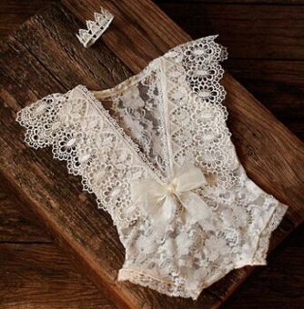 Detská čipková súprava na fotenie biela