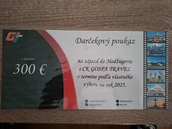 Medžugoria,darčekovy poukaz na zajazd v hodnote 300 eur