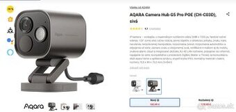 AQARA Camera Hub G5 Pro POE (CH-C03D), sivá