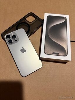 Predám iPhone 15 Pro Max 512 GB – prírodný titán, TOP stav