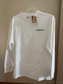 Biele Patagonia tričko s dlhým rukávom