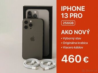 iPhone 13 Pro 256GB graphite + 3 káble, krabička
