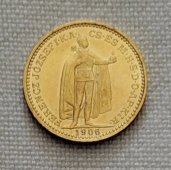 Zlatá uhorská 20 koruna FJI, 1906 kb, lepší ročník