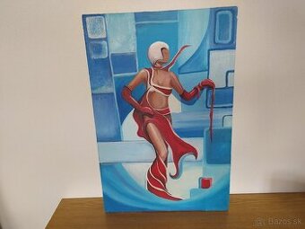 Dama v cervenom, obraz