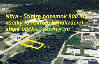 Pozemok Štitáre (800 m2) ,v slepej uličke pod lesom,všetky