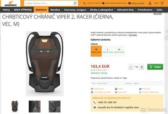 Chrbticový chránič VIPER 2, RACER (veľkosť M)