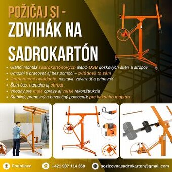 Požičiam zdvihák na sadrokartón a OSB dosky