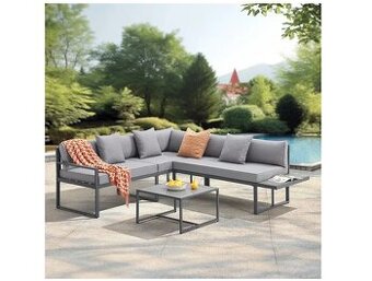 Záhradná kovová zostava St Tropez antracit a sivé podušky