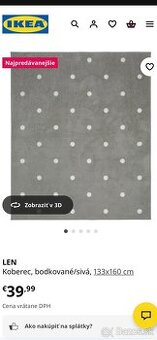 IKEA koberec ,LEN’ 133x160cm