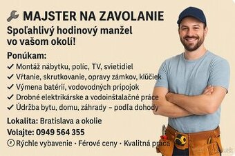 Majster na zavolanie, hodinový manžel, domáci majster